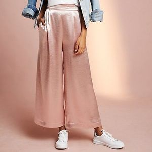 Anthropologie satin cropped wide leg